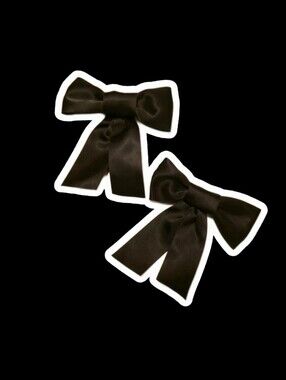 Black Satin Bow Hair Clips for Kids - Set of 2